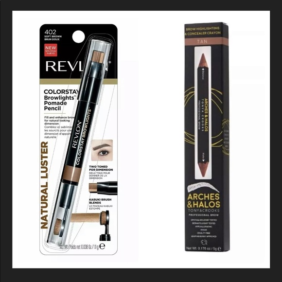 Set Of 2 Brand New Eyebrow Pencils, Revlon & Arches And Halo, Tan And Brown - Picture 1 of 3
